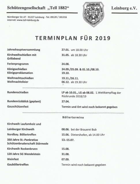 Terminplan 2019