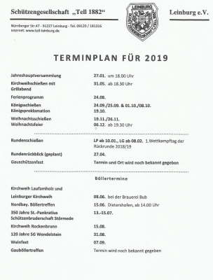 Terminplan 2019
